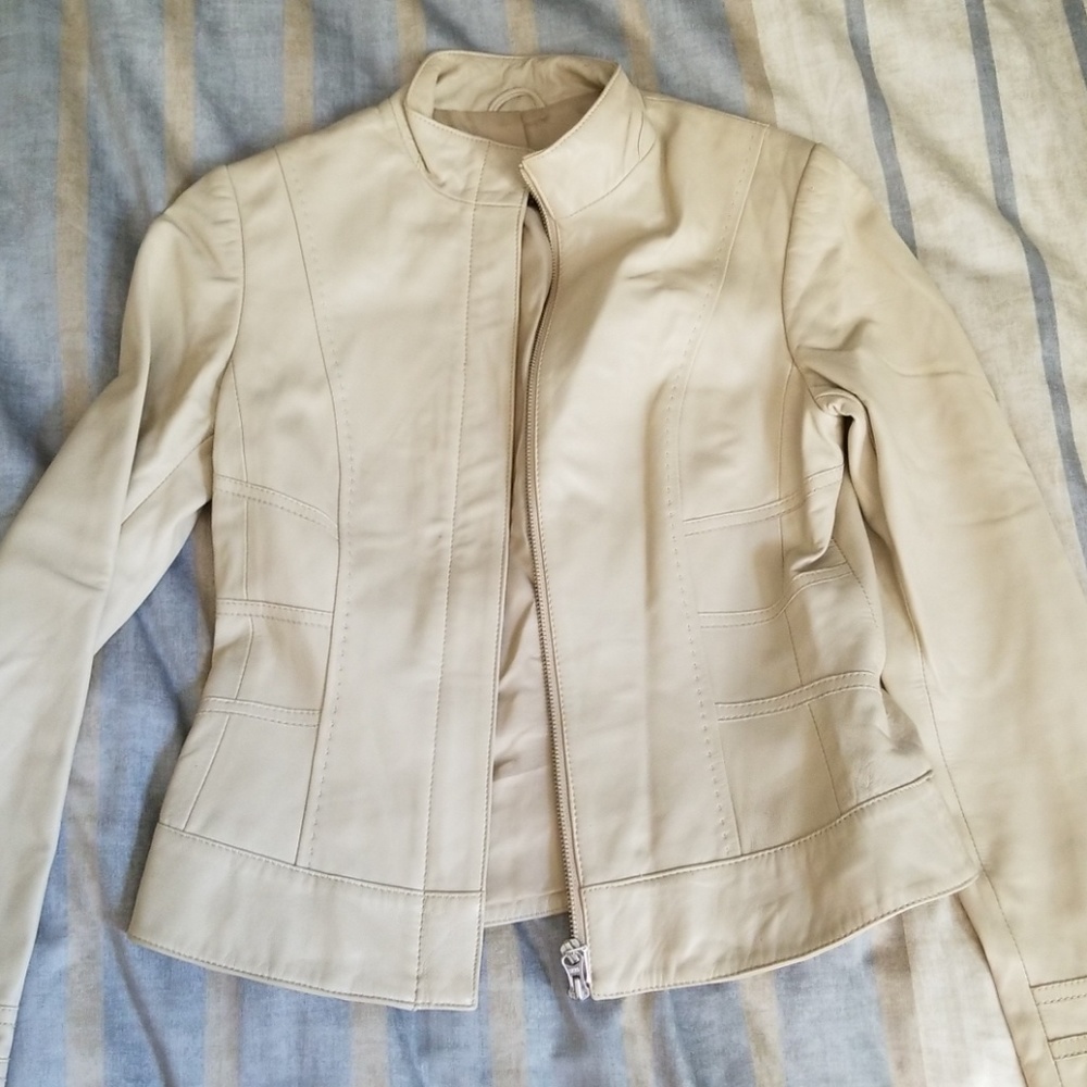 Beige Leather Jacket